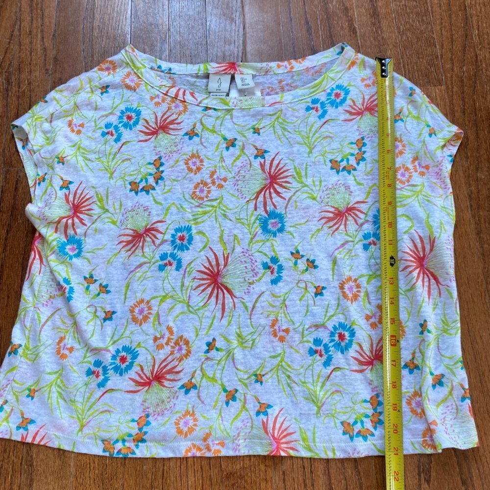 Joie Womens Top Size Large Linen Short Sleeve Tee Shirt Floral Lightweight New - Picture 9 of 12